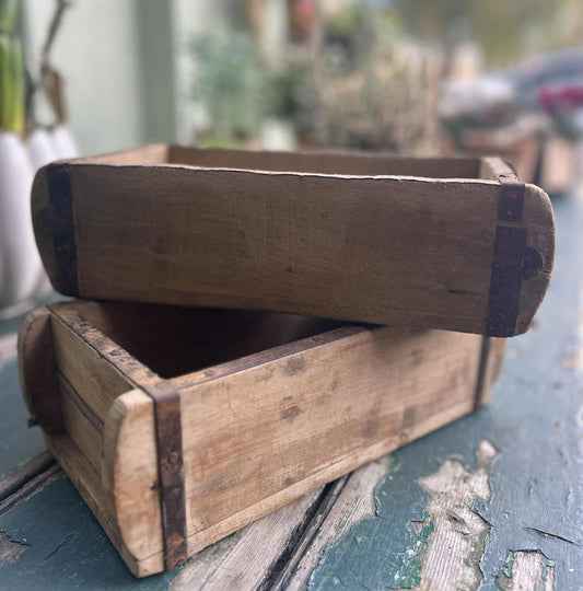 Vintage brick mould in wood with metal trim